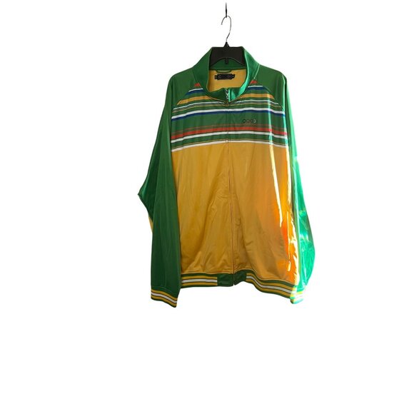 Vintage Coogi Mens 5XL Track Jacket Green & Yellow Striped Full-Zip retro - Picture 1 of 16